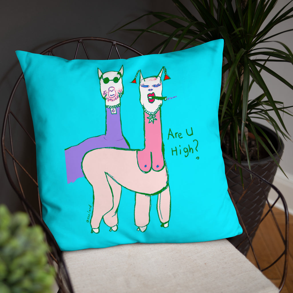 Are you high? Blue Throw Pillow