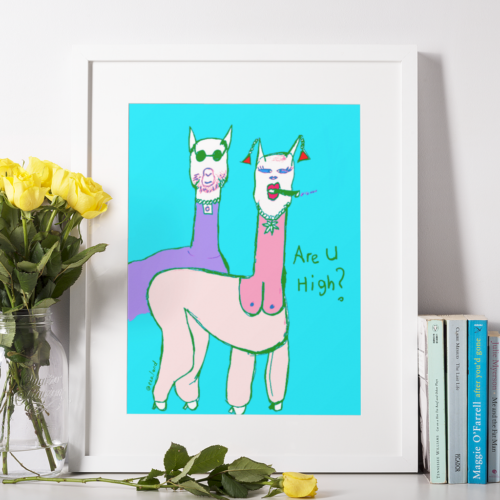 Are You High? Lama Prints (BLUE PINK COLOR)