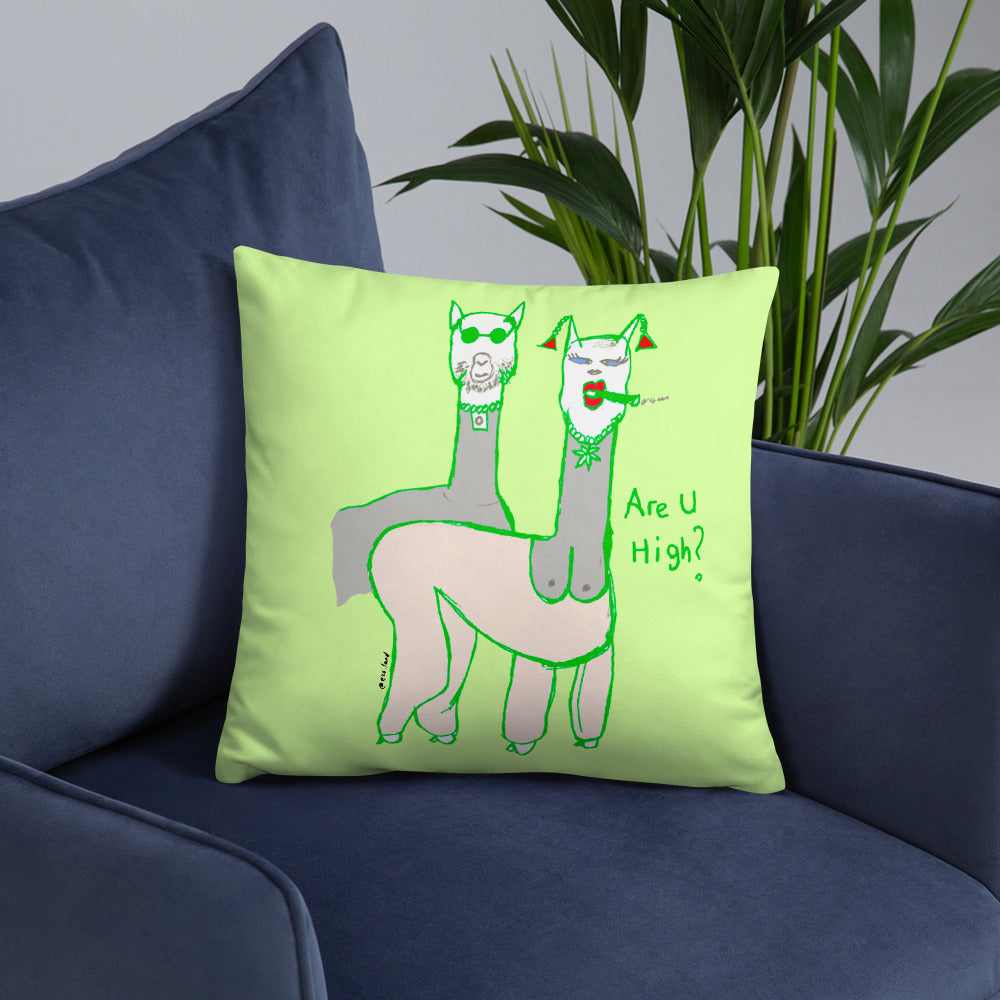Are you high? Green Throw Pillow
