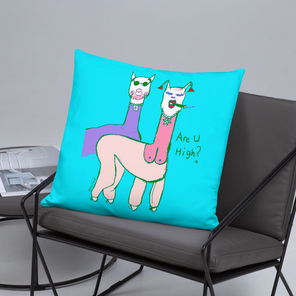 Are you high? Blue Throw Pillow