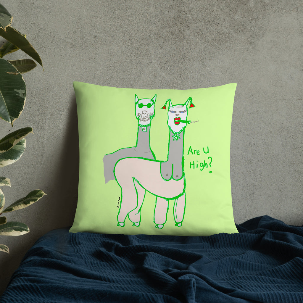Are you high? Green Throw Pillow